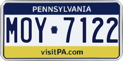 PA license plate MOY7122