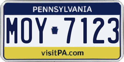 PA license plate MOY7123