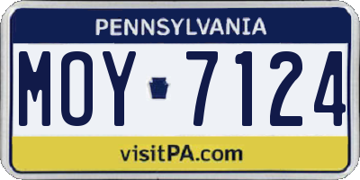 PA license plate MOY7124