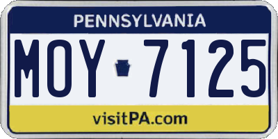 PA license plate MOY7125