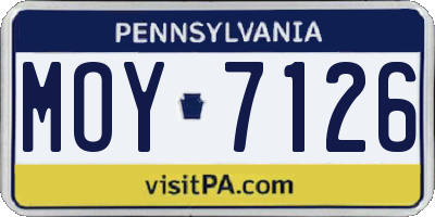PA license plate MOY7126
