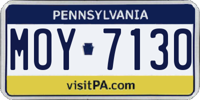 PA license plate MOY7130