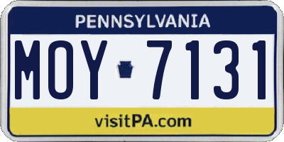 PA license plate MOY7131