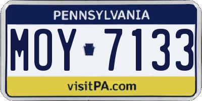 PA license plate MOY7133