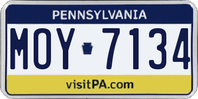 PA license plate MOY7134