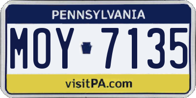 PA license plate MOY7135