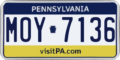 PA license plate MOY7136