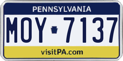 PA license plate MOY7137