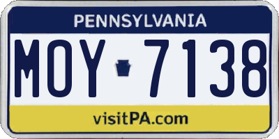 PA license plate MOY7138