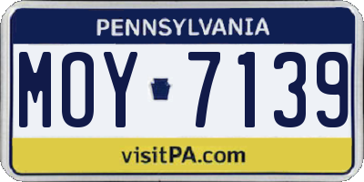 PA license plate MOY7139