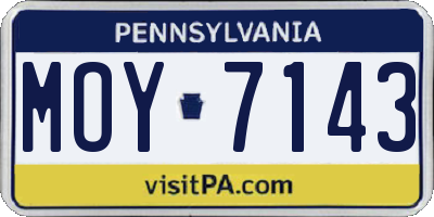 PA license plate MOY7143