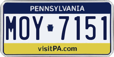 PA license plate MOY7151