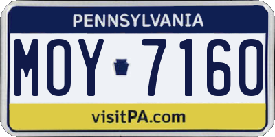 PA license plate MOY7160