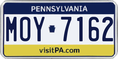 PA license plate MOY7162