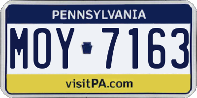 PA license plate MOY7163