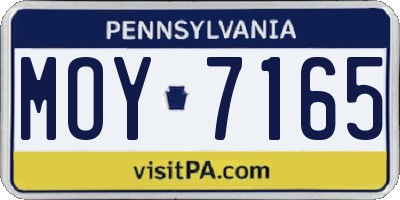 PA license plate MOY7165