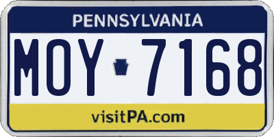 PA license plate MOY7168