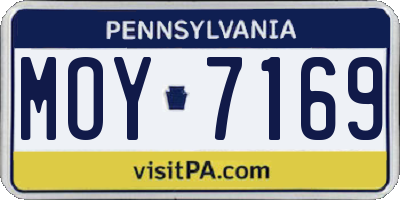 PA license plate MOY7169