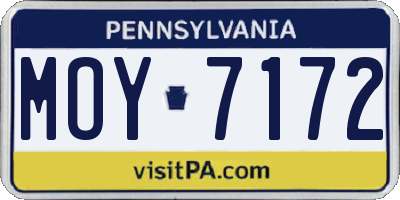 PA license plate MOY7172