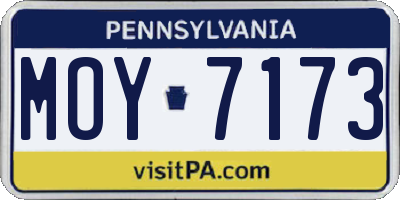 PA license plate MOY7173