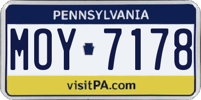 PA license plate MOY7178