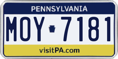 PA license plate MOY7181