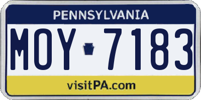 PA license plate MOY7183