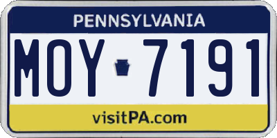PA license plate MOY7191