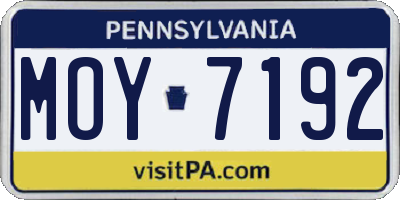 PA license plate MOY7192