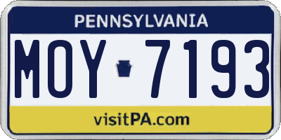 PA license plate MOY7193