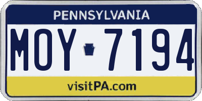 PA license plate MOY7194