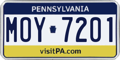 PA license plate MOY7201