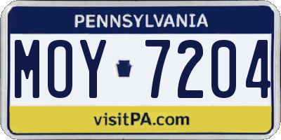 PA license plate MOY7204