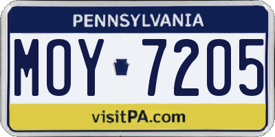 PA license plate MOY7205
