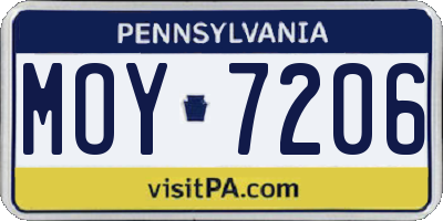 PA license plate MOY7206