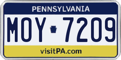 PA license plate MOY7209