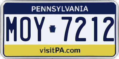 PA license plate MOY7212
