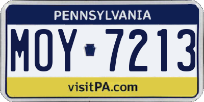 PA license plate MOY7213