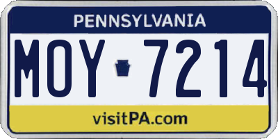 PA license plate MOY7214