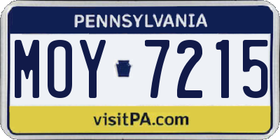 PA license plate MOY7215