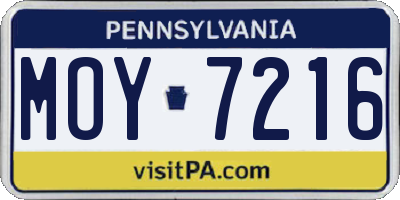 PA license plate MOY7216