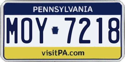 PA license plate MOY7218