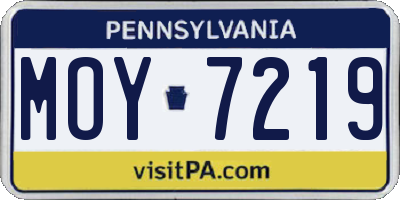 PA license plate MOY7219