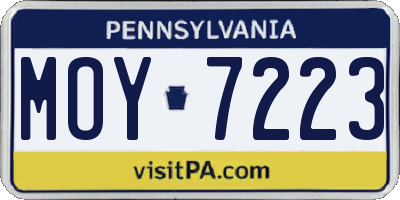 PA license plate MOY7223