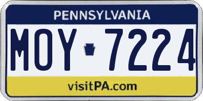 PA license plate MOY7224