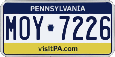 PA license plate MOY7226
