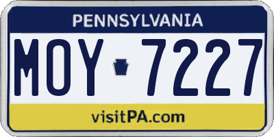 PA license plate MOY7227