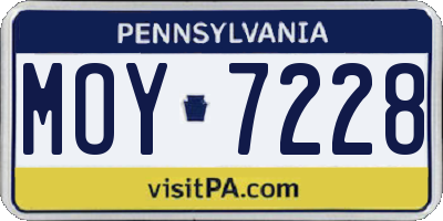 PA license plate MOY7228