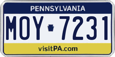 PA license plate MOY7231