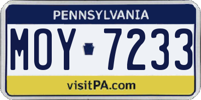 PA license plate MOY7233
